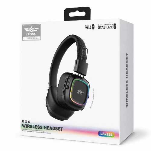 Lelisu LS-258 Wireless Stereo Headphones Bluetooth 5.4 Over-Ear Headset with LED Lights in Pakistan